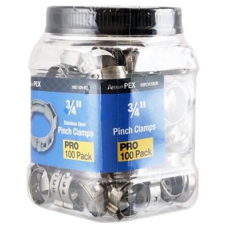 APOLLO PEX 3/4 in. Stainless Steel PEX Barb Pinch Clamp Jar (100-Pack), 100PK PXPC34100JR